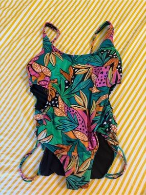 Hurley Tropical Cut Out One Piece Swimsuit with Adjustable Ruching